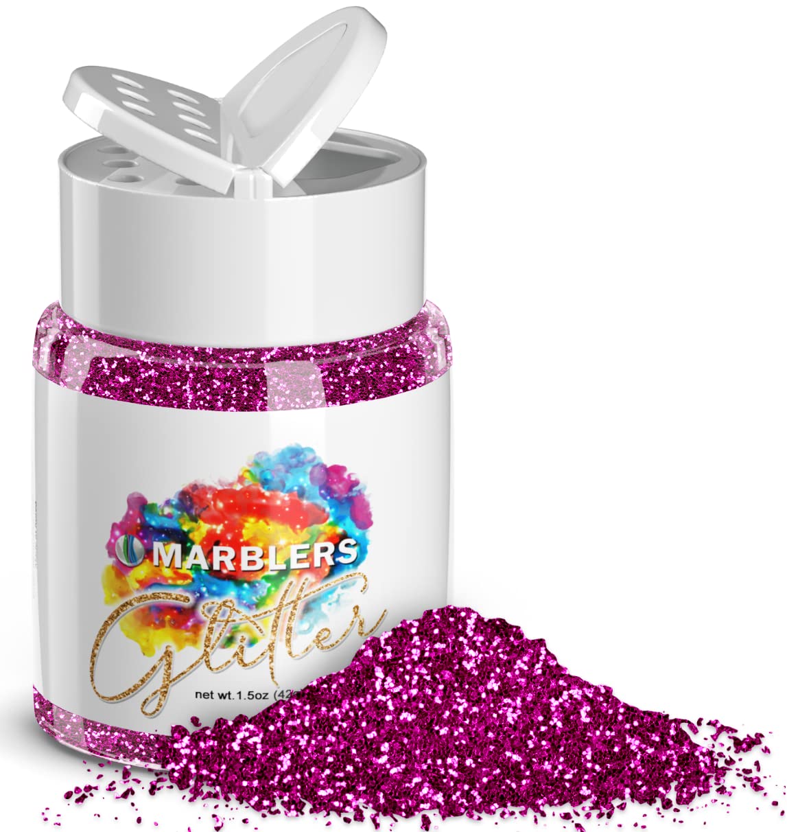 MARBLERS Twinkle Glitter [Hot Plum] 1.5oz (42g) | Fine | Non-Toxic, Vegan, Cruelty-Free | Face, Body, Eyeshadow, Hair, Festival, Party Makeup | Nail Art, Polish | Resin, Tumbler, Slime, Craft — image 1