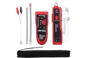 MOOCCI Cable Tracer Ethernet Network Cable Tester RJ45 RJ11 - Wire Toner Tracker CAT5 CAT6 Continuity Tester - Tone Generator and Probe Kit Telephone Line Finder Locator Detector Tool - Red