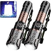 SKYFIRE Rechargeable Flashlights with Ignition Lens: 2 Pack High Lumens Tactical Flashlight LED Zoomable with 6 Modes IPX6 Handheld Powerful Flash Light for Hunting, Storm preparedness,Home&Gifts
