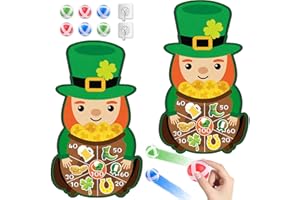 chiazllta 2 Pcs St. Patrick's Dart Board Games for Kids Large St. Patrick's Day Dartboard with Sticky Balls Indoor Outdoor Sport Fun Games St. Patrick's Party Toys for St. Patrick's Party Favor