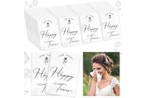 ALOVYY 50pcs Happy Tears Tissues for Wedding, 3 Ply Wedding Tissues for Guests, Individual Facial Tissues For Your Happy Tears