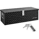 ARKSEN 30" x 13" x 10" Truck Bed Tool Box, Heavy Duty Storage Chest, Black | Waterproof Diamond Plate Aluminum Toolbox with Side Handle &amp; Lock for Pickup Truck Bed, RV &amp; Trailer