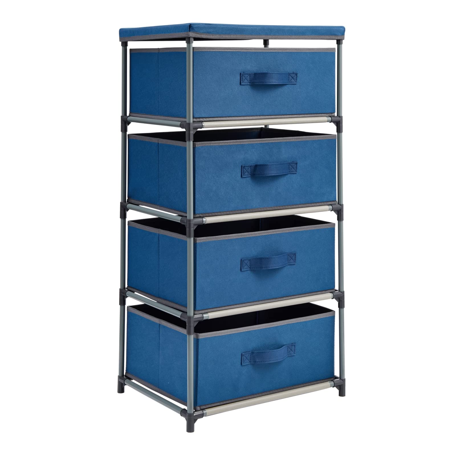 Photo 1 of Juvale 4-Tier Tall Dresser with Drawers - 16.5 x 13 x 33 in, Navy Blue - Fabric Storage Drawers & Closet Organizer - Kids Dresser & Bedroom Storage