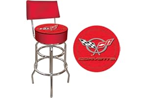 Trademark Corvette C5 Padded Bar Stool with Back, Red