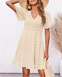 BTFBM Womens Beach Vacation Dress V Neck Short