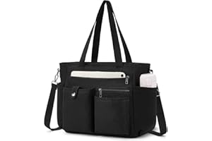 Canvas Tote Bags for Women with Zipper and Compartments Waterproof Work Bag Large Crossbody Bag for Travel College Beach