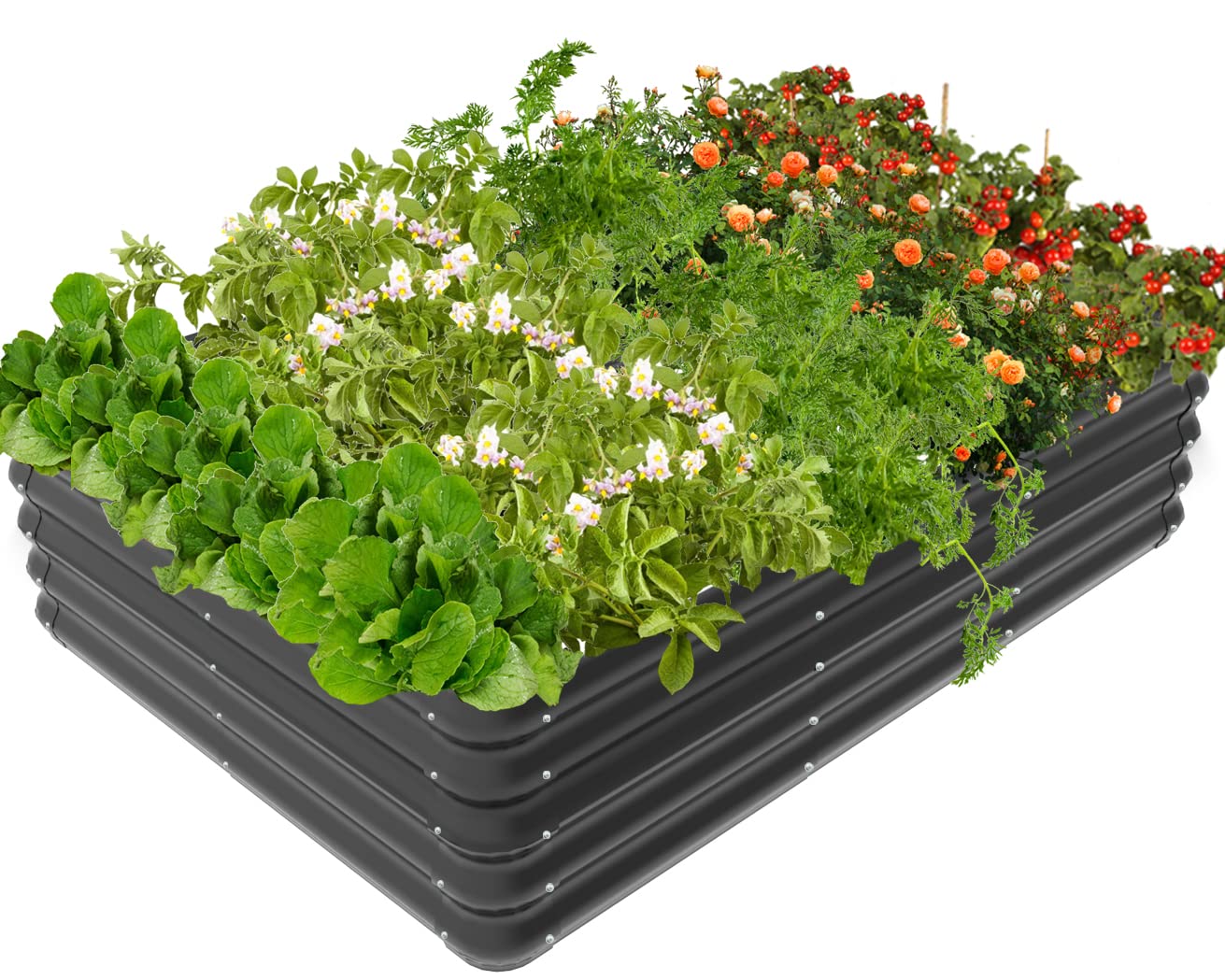Photo 1 of waaliji 4.3x3x1 FT Raised Garden Bed with Steel Cable, Elevated PP Planter Box Stand for Gardening, Backyard Patio Ground Raised Bed for Planting Vegetables Flower Herb and Succulents, Black