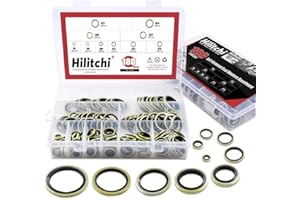 Hilitchi 180-Pcs Metric Dowty Bonded Seal Oil Washer Assortment Kit - 10-SIZE: M6 to M24