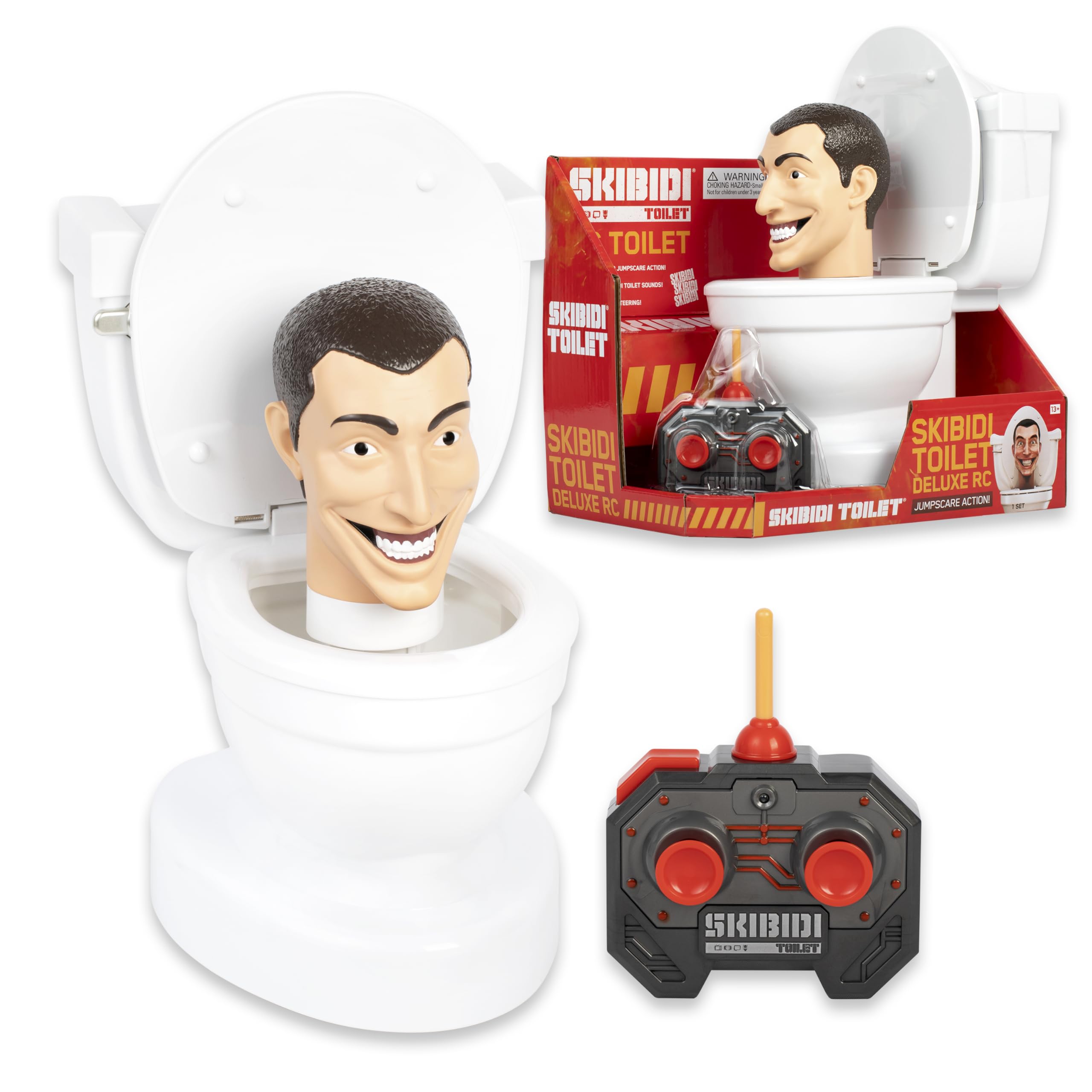 Skibidi Deluxe Toilet RC, YouTube Animation Sensation, Remote Control, Action Figure, Officially Licensed Skibidi Toilet Merch, Weiss/Opulenter Garten
