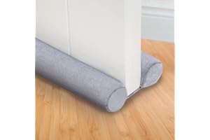 Marwood Under Door Draft Stopper 30-38" Adjustable Wind Stopper for Door & Window, Foam Door Sweep Air & Noise Blocker for Bottom of Doors Double Side Seal - Spandex Super Soft Grey