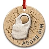 CHOANG Adore Him Nativity Scene Christmas Ornament 2025 - Baby Jesus Christian Ornament, Religious Christmas Tree Decoration for Believers - Faith-Based Gift Celebrating The Birth of Jesus