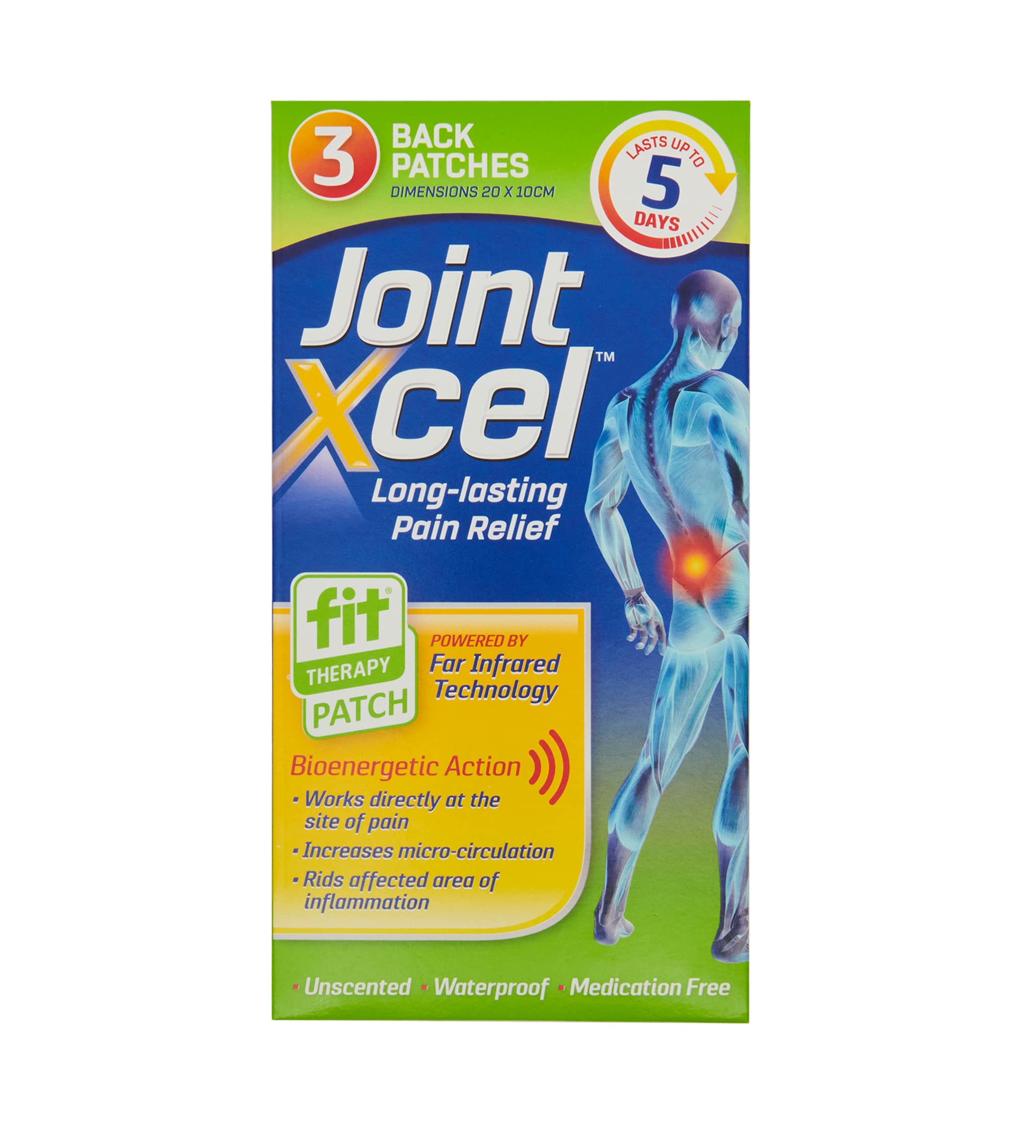 JointXcel - Non-Medicated Heat-Free Back Pain Relief Patch - 3 Patches - Up to 15 Days Supply