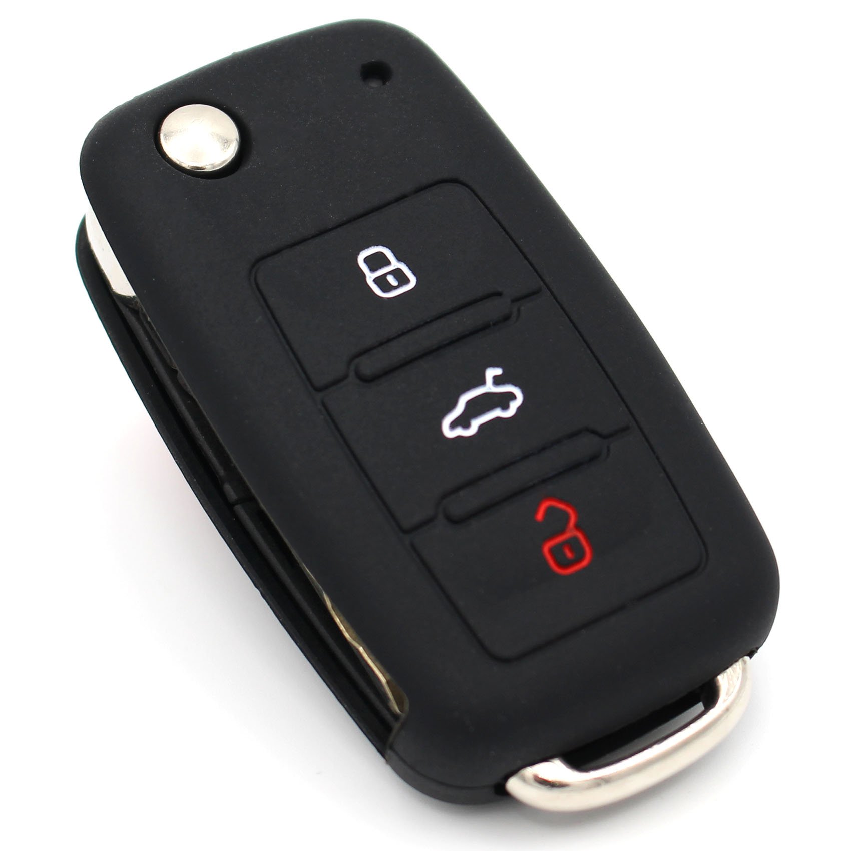 Finest-Folia VA Key Cover for 3-Button Car Key Silicone Cover (Black)