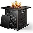 Ciays 28" Propane Fire Pit Table with 50,000 BTU Output, Outdoor Gas Fire Pit Table CSA-Certified for Outside Patio with Glass Rocks and Removable Lid, Extra-Wide Anti-Tip Base for Child & Pet Safe