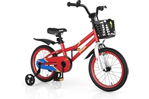 BABY JOY Kids Bike, 12 14 16 18 Inches Children Bikes for Boys Girls Age 3-8 Years w/Training Wheels, Handbrake, Coaster Brak