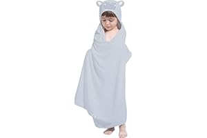 HIPHOP PANDA Hooded Towel for Kids - Viscose Derived from Bamboo, 30 X 50 INCH Large Size for 3-10 Yrs - Premium Kids Bath Towel Beach Towels Wrap for Girls, Boys, Hippo