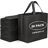 JERIA Black Reusable Totes Bag with Reinforced Handles Non Woven Bulk Shopping Bags