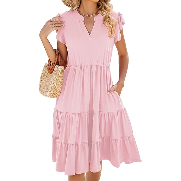 LAHNGC Spring Dresses Womens Casual Summer Casual Vacation V-Neck Round  Neck Lower Back Long Dresses (Pink,XX-Large) at Amazon Women's Clothing  store