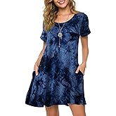 ZENNILO Plus Size Casual T Shirt Dresses for Women Flowy Swing Tunic Dress Pockets