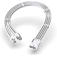 EZDIY-FAB EPS 8-Pin Female to CPU 8-Pin (4+4) ATX 4 Pin Male Power Supply Adapter Extension Cable for Motherboard 11.8 inch (30 cm)-All White