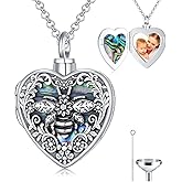 MEIDERBO Personalized Heart Urn Locket Necklace for Ashes and Pictures 925 Sterling Silver Customized Locket Cremation Necklace for Ashes Memorial Keepsake Jewelry for Women