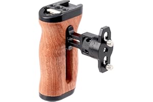 FocusFoto Wooden Side Handle Grip Left/Right Handgrip with 1/4"-20 & 3/8"-16 & Cold Shoe Mount Universal for DSLR Mirrorless Camera Cage Rig Video LED Light (Quick Releae Version)
