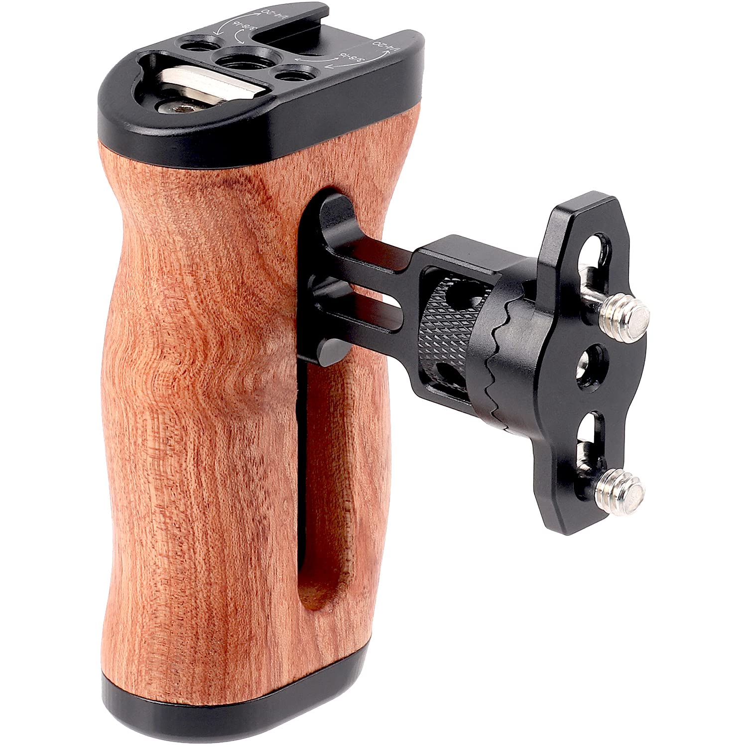 FOTGA Wooden Side Handle Grip Left/Right Handgrip with 1/4"-20 & 3/8"-16 & Cold Shoe Mount Universal for DSLR Mirrorless Camera Cage Rig LED Light (Quick Release Version)