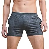 Linemoon Men's Solid Cotton Sleep Bottoms Fashion Simple Active Shorts