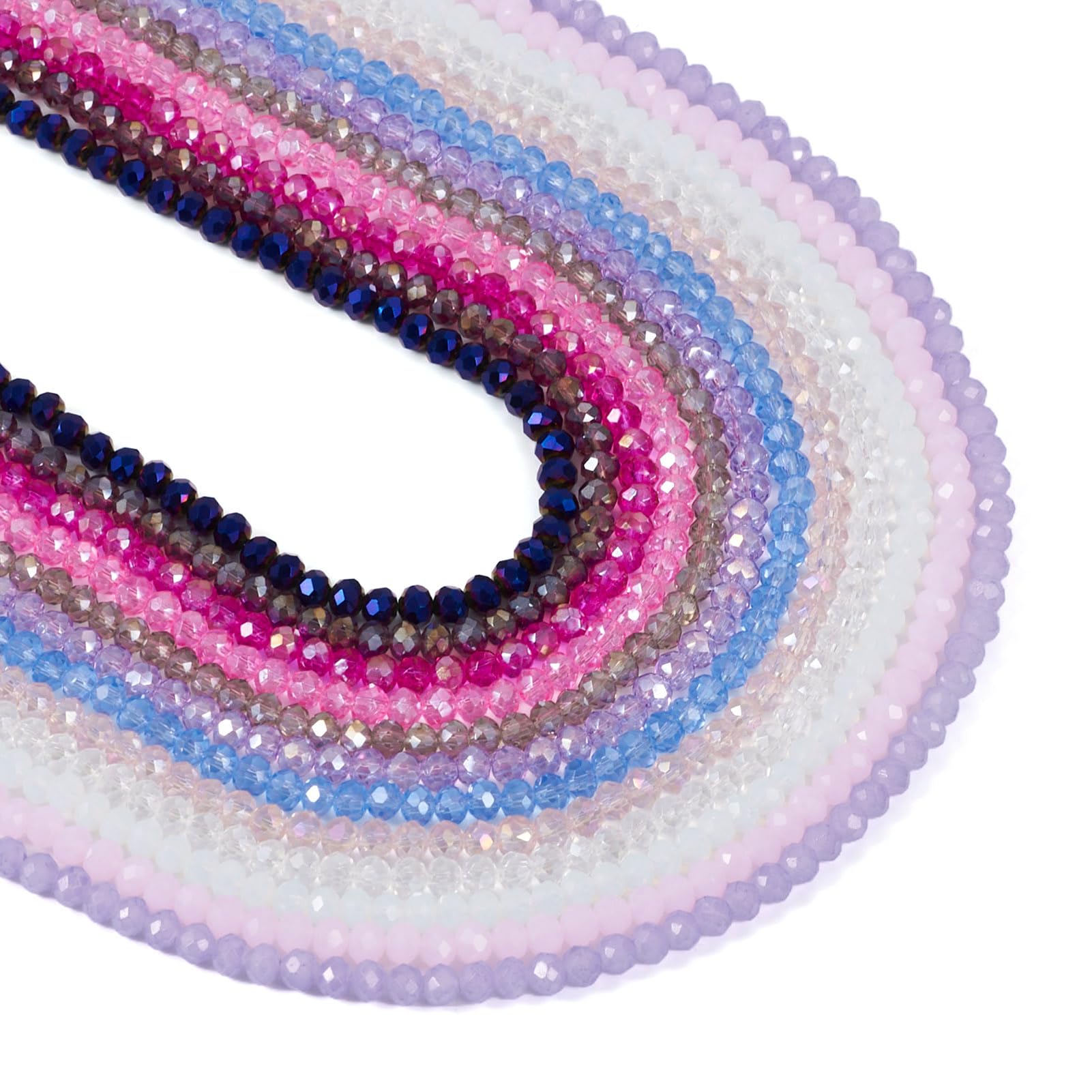 Beadthoven 12 Strands/1440Pcs AB Color Plated Glass Beads - Electroplate Imitation Jade, Purple Pink Seed, Mini Rondelle Loose Spacer for Jewelry Making