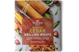 WILDWOOD GRILLING Premium 8-Pack Western Cedar Cedar Grilling Wraps 7.25" x 8" - Perfect for Salmon, Seafood & Veggies - Adds a Spicy, Fragrant, Smoky Flavor to Your Favorite Food