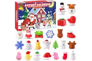 NPET Christmas Squishies Advent Calendar 2025 Mochi Squishy Advent Calendar Christmas Countdown Calendar 24 Pieces Cute Mochi Squishy Toy - Party Favors Toys Xmas Gifts Advent Traditional Gifts Ideas