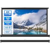 50 inch Small Projector Screen, Goldengrainv Retractable Pull Up Screen, Floor Projector Screen, 16:9 4K Portable Screen for Projector, Roll Down Movie Screen for Gaming Indoor, Mini White Screen