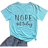 DANVOUY Women's V-Neck Cute Tees Funny Letter Printed T Shirt Graphic Tops