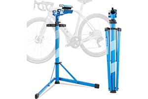 Osluken Bike Repair Stand, 176 LBS Heavy Duty Portable Bicycle Mechanic Maintenance Workstand with Tool Tray, Steel & Aluminum Shop Home Foldable Adjustable Height Bike Work Stand for E Bike, MTB, RB