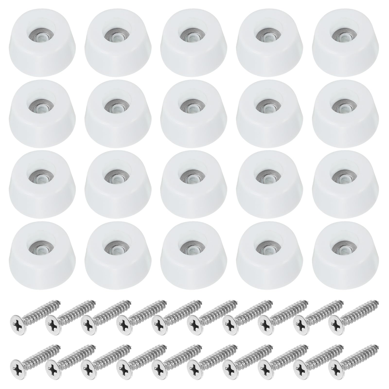 PATIKIL Cutting Board Feet,20 Pieces Non Slip Rubber Feet Bumpers with 304 Stainless Steel Screws for Cutting Board Furniture Chairs Desks 0.79"Wx0.47"H, White