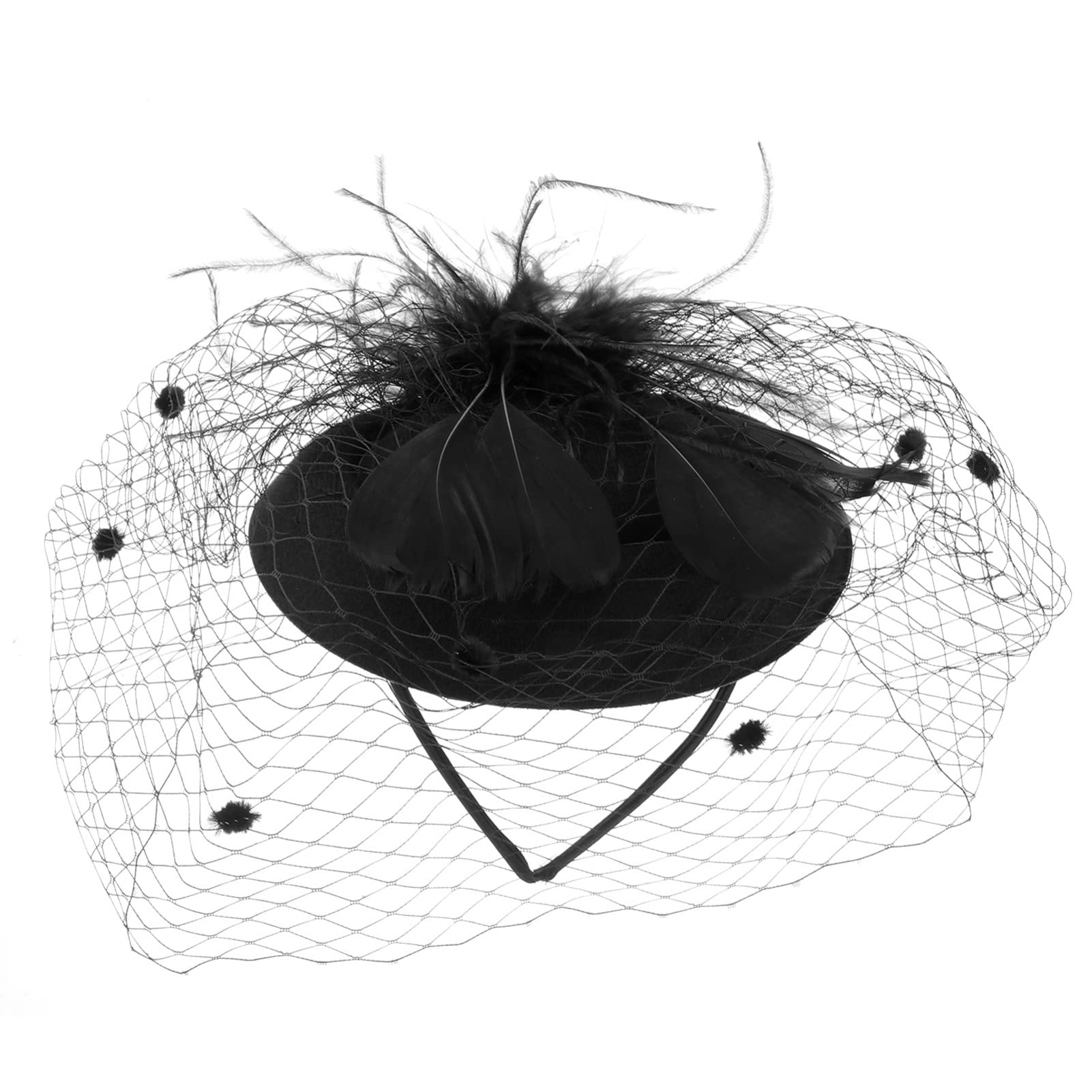 Lurrose Mesh Headwear European Style Bridal Hair Beret Wedding Headdress for Women Vintage Hair Accessory for Bridal Photo Prop Black