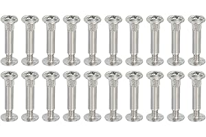 PATIKIL Binding Screw Posts, 20 Set Screw Posts Fit for 3/16"(5mm) Hole Dia Female M5 x 20mm Carbon Steel Binding Bolts Nut for Leather Scrapbook DIY