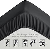 Bedsure King Size Fitted Sheet Deep Pocket 16in Black 150x200cm view 5