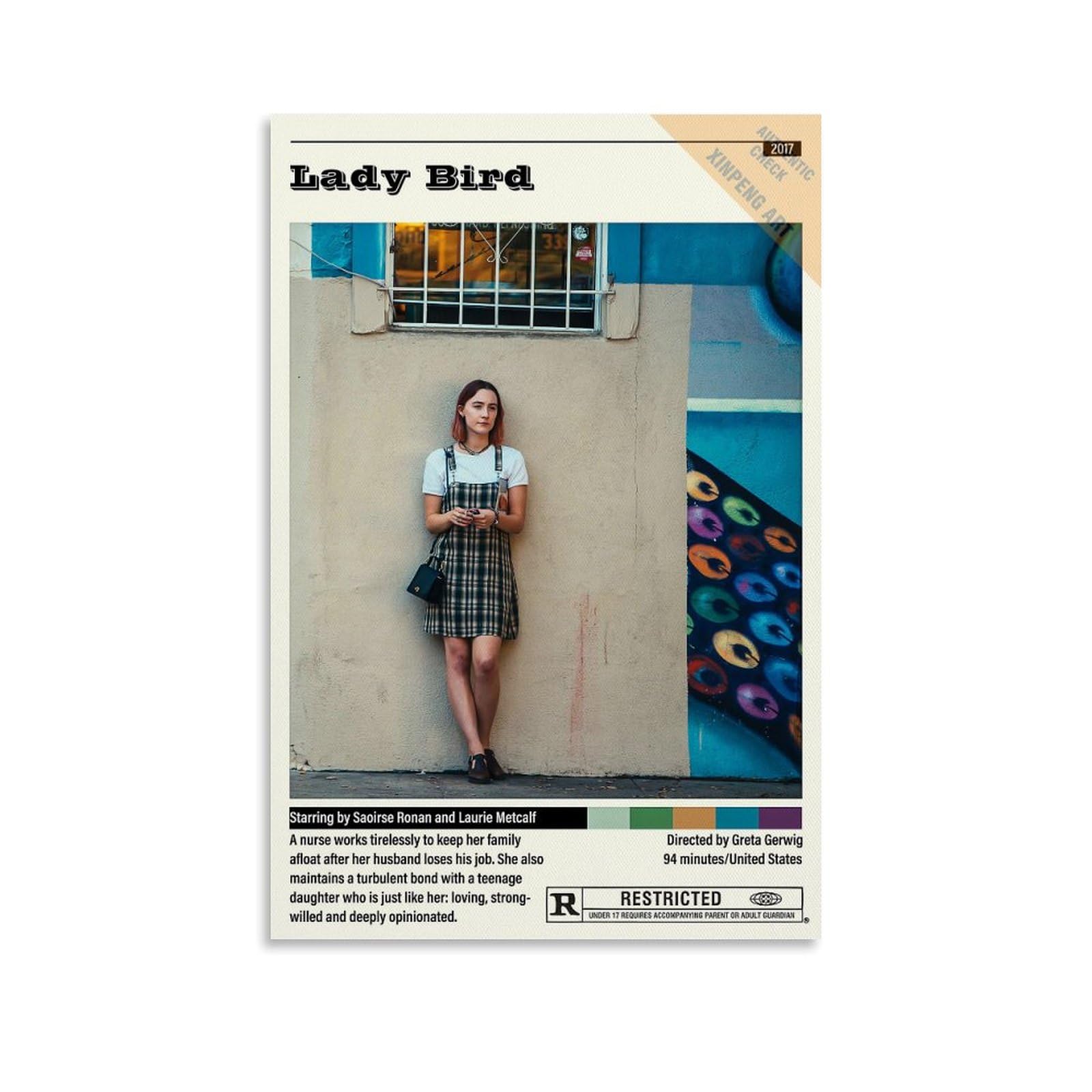 MHAIO Lady Bird Vintage Movie Aesthetic Posters Poster Decorative Painting Canvas Wall Posters And Art Picture Print Modern Family Bedroom Decor Posters 12x18inch(30x45cm)