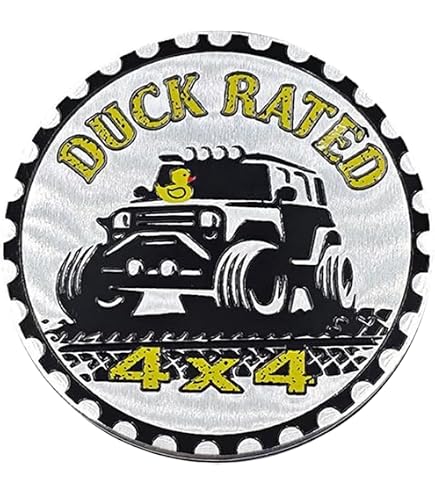 Duck Rated Metal Car Badge Sticker For Jeep Wrangler - 3D Round Emblem Decal For Bumper Or Truck