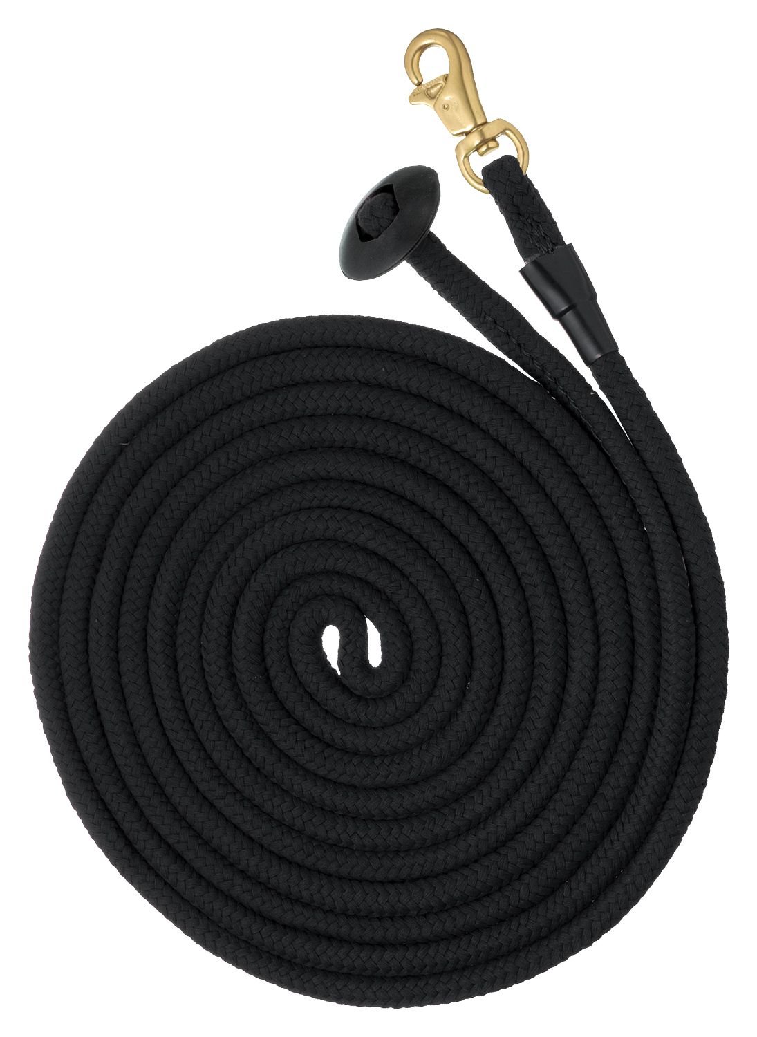 Tough 1 Rolled Cotton Lunge Line with Solid Brass Snap, Black