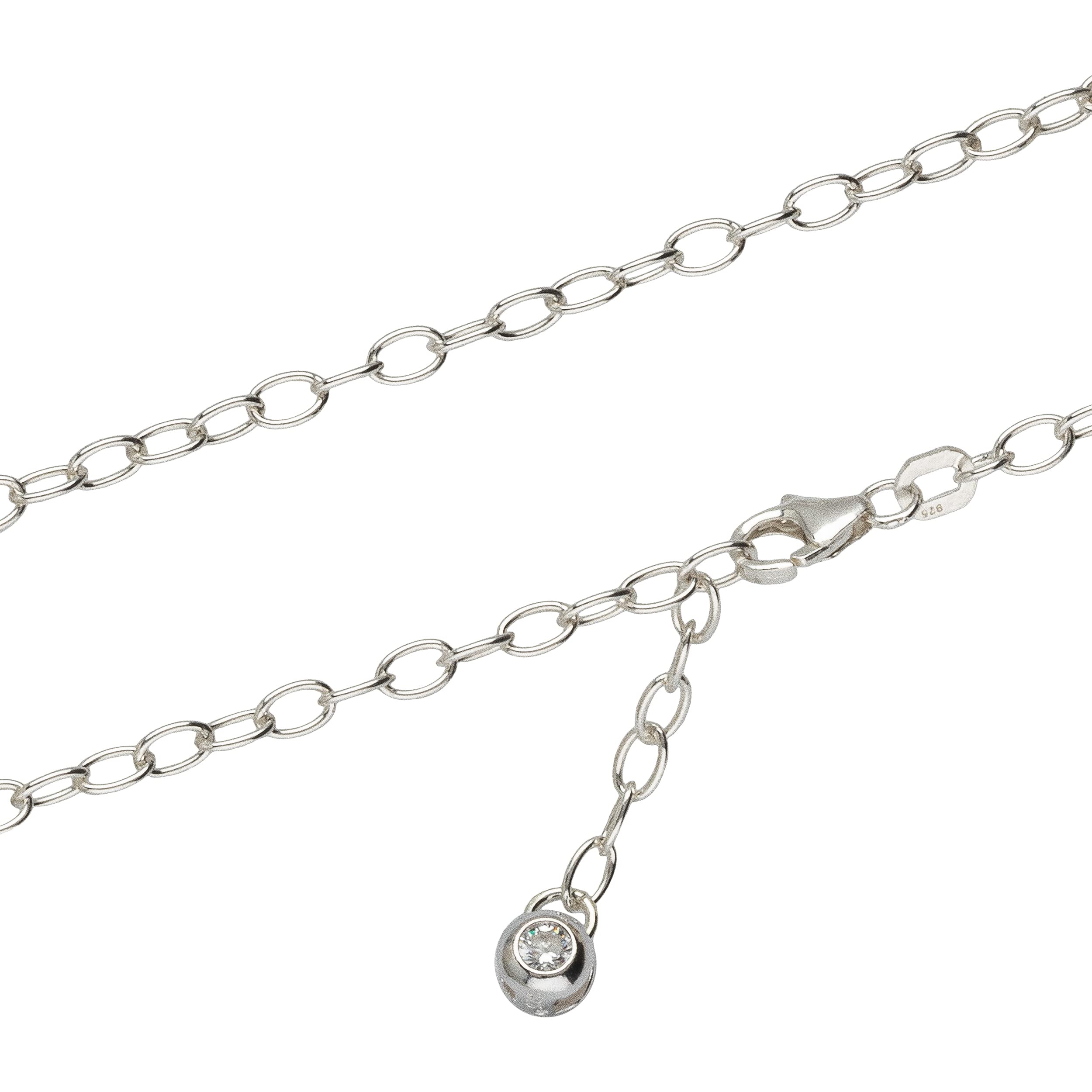 NKlaus 25cm Ladies Anklet 925 Sterling Silver Gemstone: Zirconia White Round Anchor Chain Lobster Clasp 1859