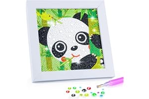 yohuu 5D Diamond Painting Kit for Kids 7.1’’*7.1’’ Wooden Frame Diamond Arts and Crafts for Kids Ages 6-8-10-12 DIY Gem Art Dot Art Gift Diamond Painting by Number Kit Home Wall Decoration