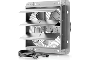 DeebooTEK 14Inch Wall Mounted Louver Exhaust Fan,Automatic Shutter with ON/OFF Switch, 1946CFM, 1400RPM High Speed Home Ventilation Fann for Shed, Garage, Greenhouse Ventilation