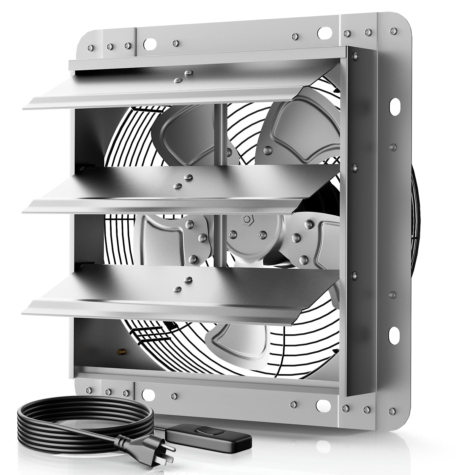 Photo 1 of DeebooTEK 14Inch Wall Mounted Louver Exhaust Fan,Automatic Shutter with ON/OFF Switch, 1946CFM, 1400RPM High Speed Home Ventilation Fann for Shed, Garage, Greenhouse Ventilation