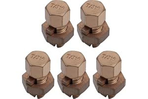 AIRTAK 5PCS High-Strength Brass Split Bolt Connectors,TJ-16(6AWG-8AWG) Grounding Clamps for Secure Bonding to Bare Wires (Electrical,Grounding Applications)