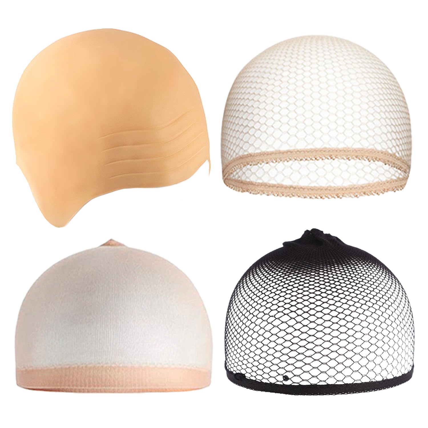 1 Piece Of Wig Cap, 3 Pieces Of Hair Net, Boys' Semi-Bald Hat, Cosplay Hood, Men'S Latex Wig Cap