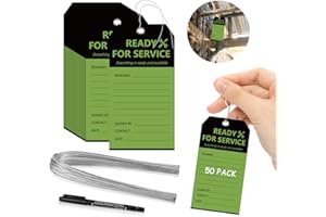 50PCS Ready for Service Tags 3" x 5 3/4" Service Repair Tags with Wire Service Tags for Equipment Black and Green Service Tag
