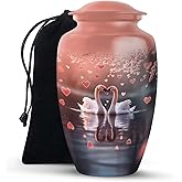 KARYLIZ Swan Urn for Adult Men - Large Memorial Urns for Burial & Funeral - Human Decorative Urn - Cremation Urns for Adult Ashes Women - Funeral Ashes Container 10 Inch
