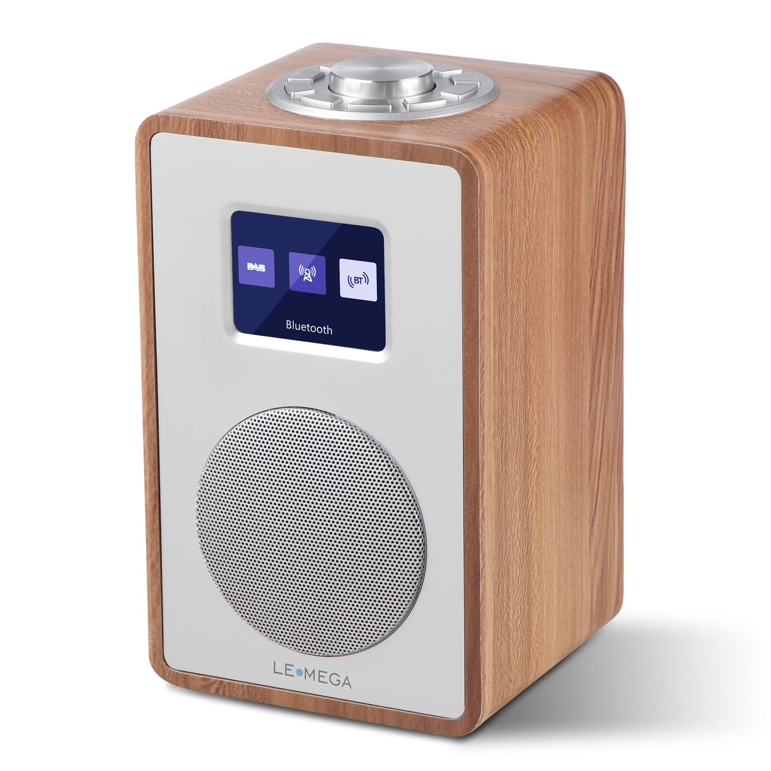 LEMEGA CR4 DAB/DAB+/FM Digital Radio with Bluetooth,Portable DAB Radio with Mains Powered,Dual Alarms Clock with Snooze,Colour Display,Wooden Effect - Walnut